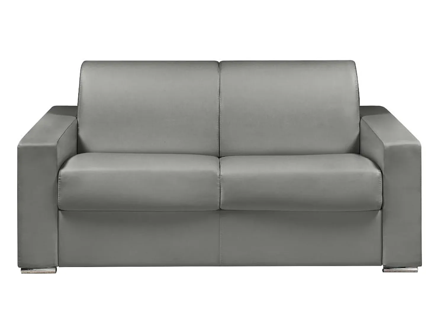 Vente-unique Sofá cama 2 lugares colchão de 22 cm pele sintética cinzenta CALITO^ Sofá