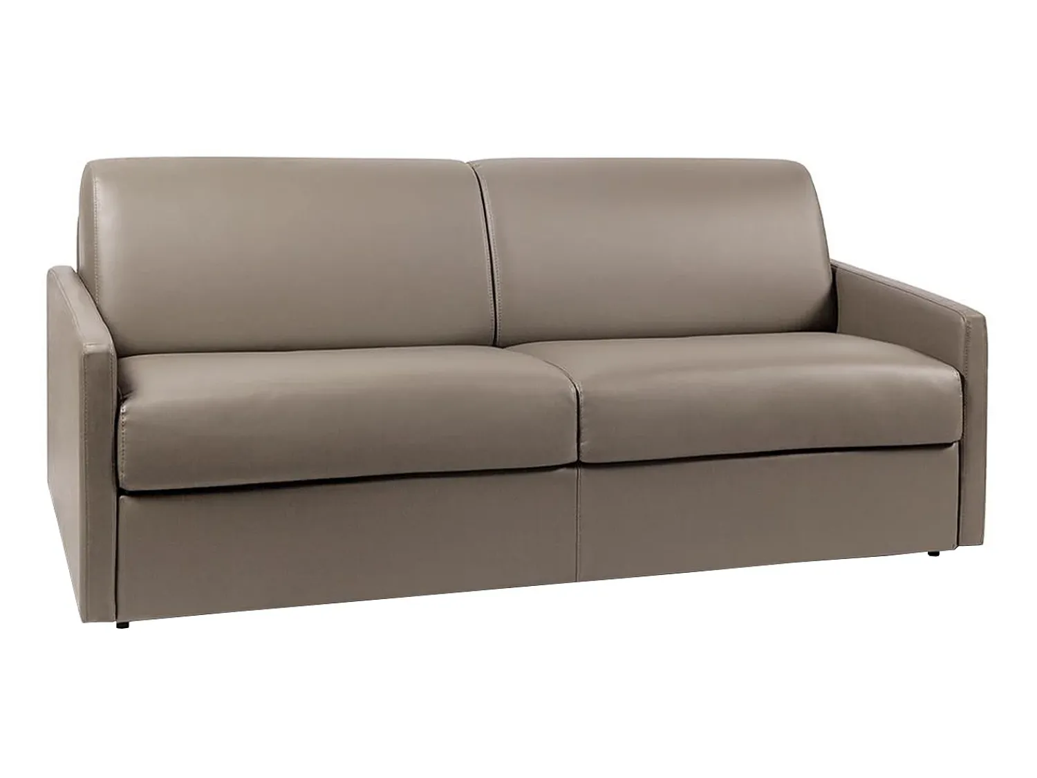 Vente-unique Sofá cama 4 lugares colchão de 18 cm pele sintética toupeira CALIFE Taupe