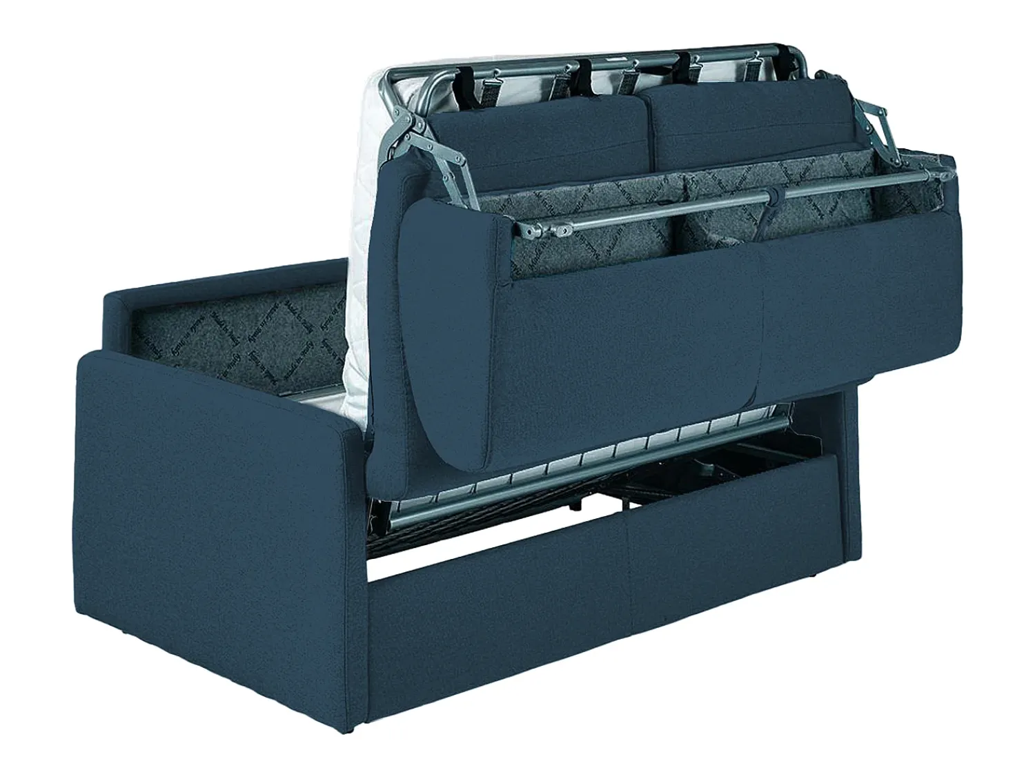 Discount Vente-unique Sofá cama 4 lugares colchão de 18 cm tecido cinzento CALIFE Azul escuro