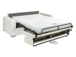 Sofá|Vente-unique Sofá cama 4 lugares colchão de 14 cm pele sintética branca CALITO Branco