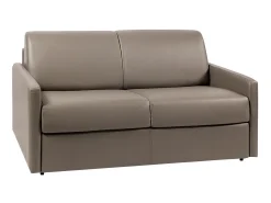 Sofá|Vente-unique Sofá cama 2 lugares colchão de 18 cm pele sintética toupeira CALIFE Taupe