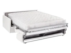 Sofá*Vente-unique Sofá cama 4 lugares colchão de 22 cm pele sintética branca CALIFE Branco