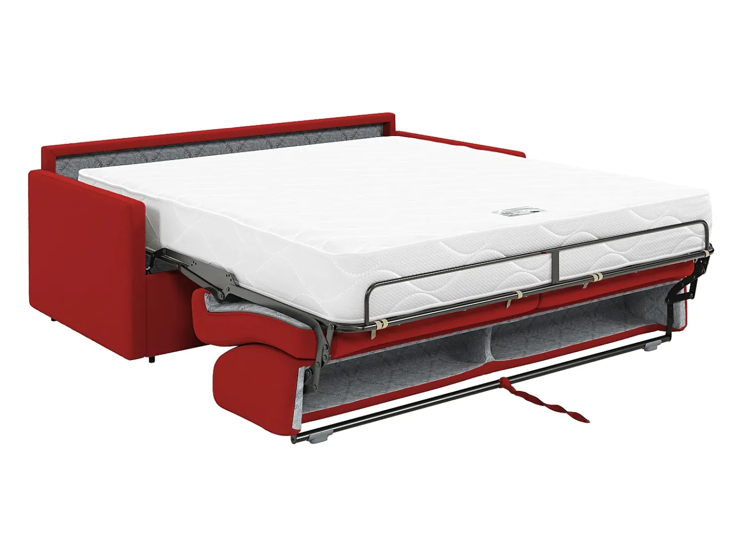 Hot Vente-unique Sofá cama 4 lugares colchão de 22 cm tecido cinzento CALIFE Vermelho