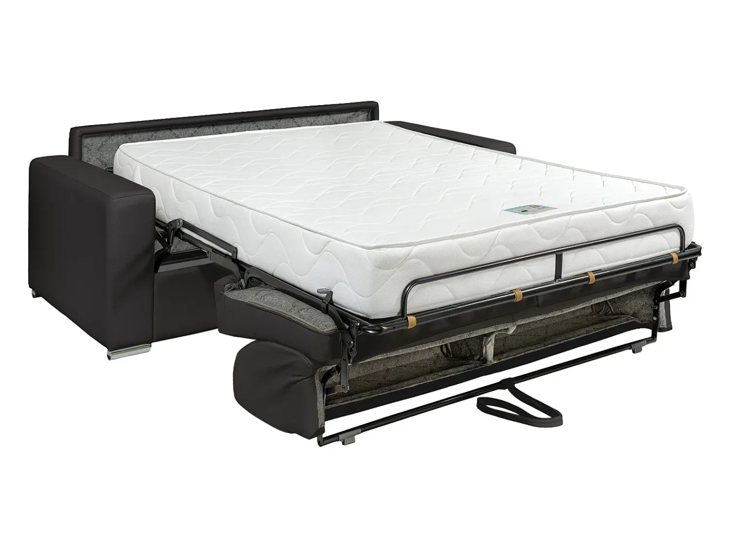 Hot Vente-unique Sofá cama 2 lugares colchão de 22 cm pele sintética preta CALITO Preto