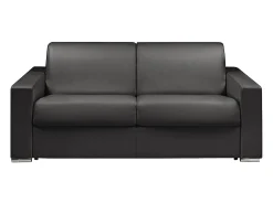 Online Vente-unique Sofá cama 3 lugares colchão de 22 cm pele sintética preta CALITO Preto