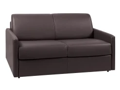 Sofá*Vente-unique Sofá cama 2 lugares colchão de 22 cm pele sintética CALIFE Castanho