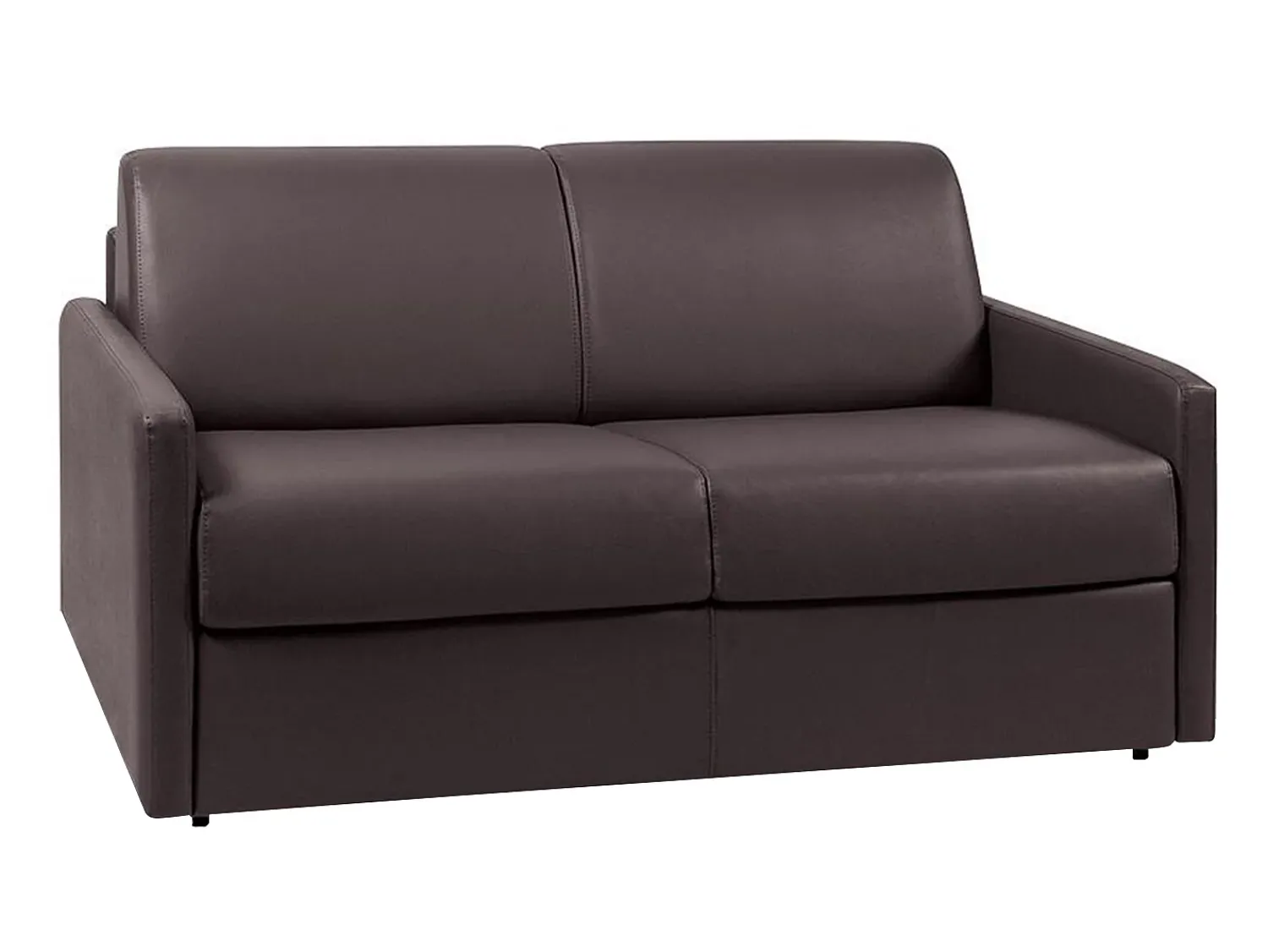 Sofá*Vente-unique Sofá cama 2 lugares colchão de 22 cm pele sintética CALIFE Castanho