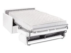 Hot Vente-unique Sofá cama 3 lugares colchão de 22 cm pele sintética branca CALIFE Branco