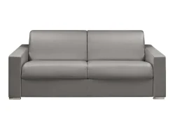 Outlet Vente-unique Sofá cama 4 lugares colchão de 14 cm pele sintética cinzenta CALITO Cinzento