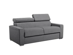 Sofá|Vente-unique Sofá cama 3 lugares colchão de 22 cm tecido VIZIR Cinzento