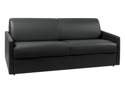 Sofá|Vente-unique Sofá cama 4 lugares colchão de 18 cm pele sintética preta CALIFE Preto