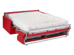 Hot Vente-unique Sofá cama 4 lugares colchão de 22 cm pele sintética vermelha CALIFE Vermelho