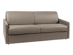 Vente-unique Sofá cama 4 lugares colchão de 22 cm pele sintética toupeira CALIFE^ Sofá