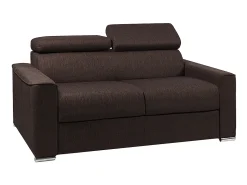 Sofá|Vente-unique Sofá cama 3 lugares colchão de 22 cm tecido cinzento VIZIR Castanho chocolate