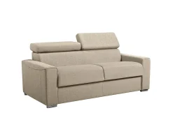 Sofá*Vente-unique Sofá cama 3 lugares colchão de 22 cm tecido cinzento VIZIR Bege