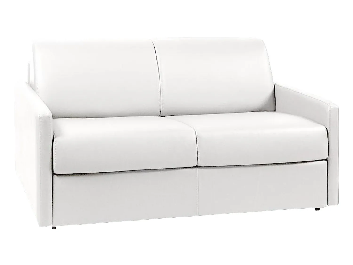 Vente-unique Sofá cama 2 lugares colchão de pele sintética branca CALIFE^ Sofá