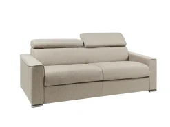 Sofá*Vente-unique Sofá cama 4 lugares colchão de 22 cm tecido cinzento VIZIR Bege