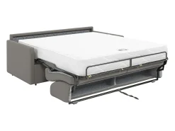 Sofá*Vente-unique Sofá cama 4 lugares colchão de 22 cm tecido cinzento CALIFE Cinzento claro