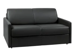 Hot Vente-unique Sofá cama 2 lugares colchão de 18 cm pele sintética preta CALIFE Preto