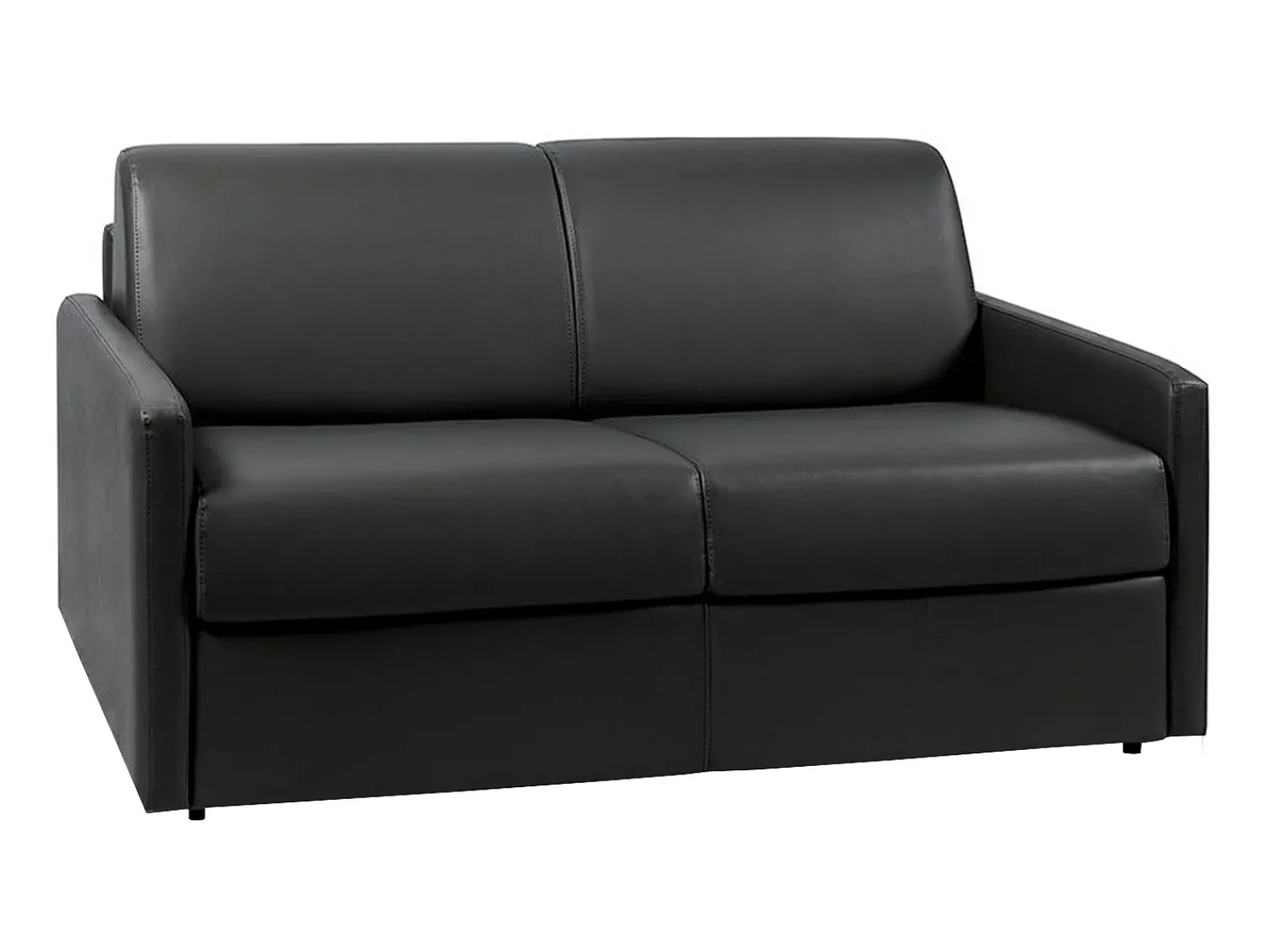 Hot Vente-unique Sofá cama 2 lugares colchão de 18 cm pele sintética preta CALIFE Preto