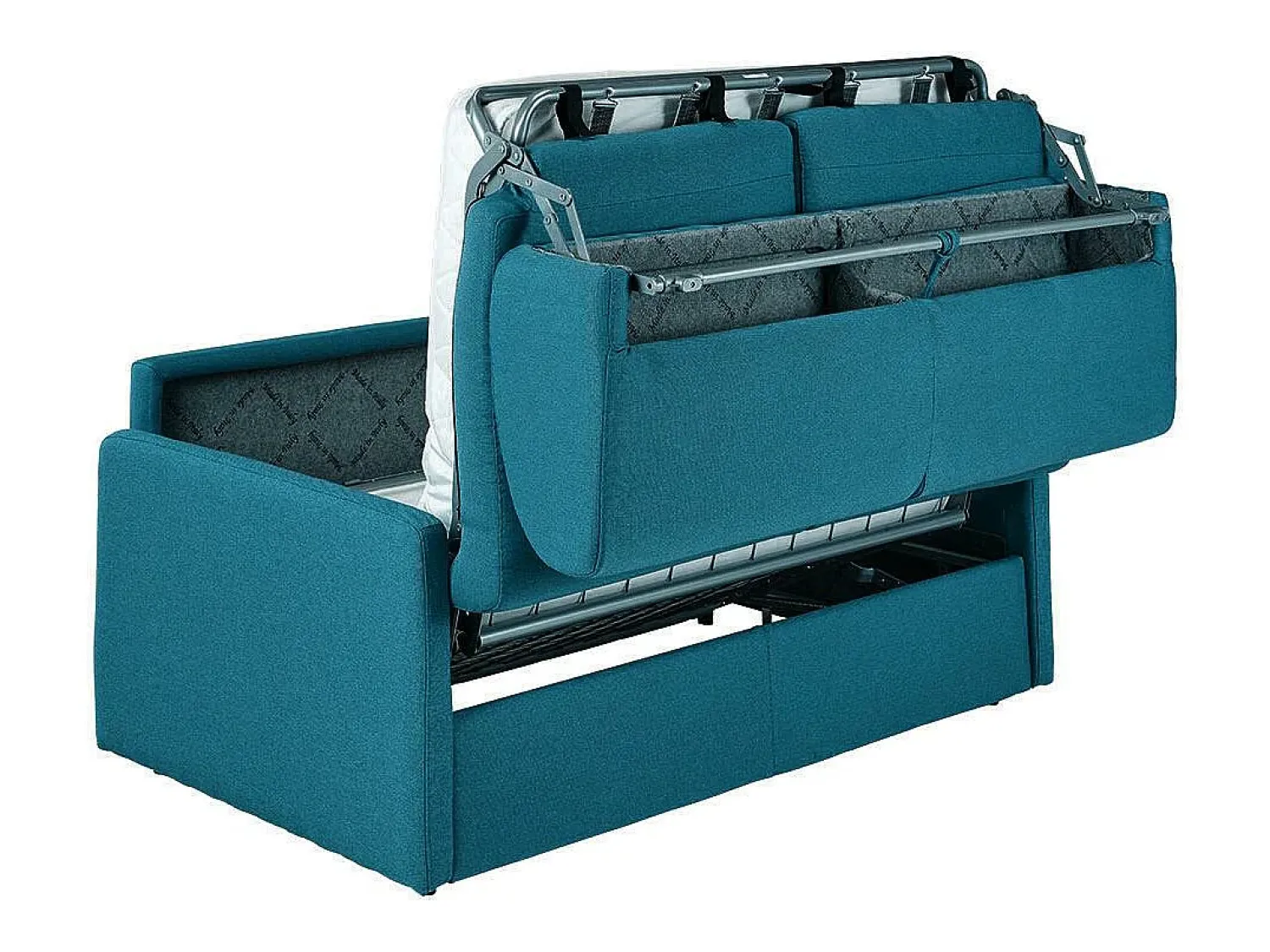 Sofá|Vente-unique Sofá cama 3 lugares colchão de 22 cm tecido cinzento CALIFE Azul turquesa