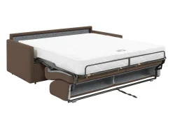 Vente-unique Sofá cama 3 lugares colchão de 18 cm tecido cinzento CALIFE^ Sofá