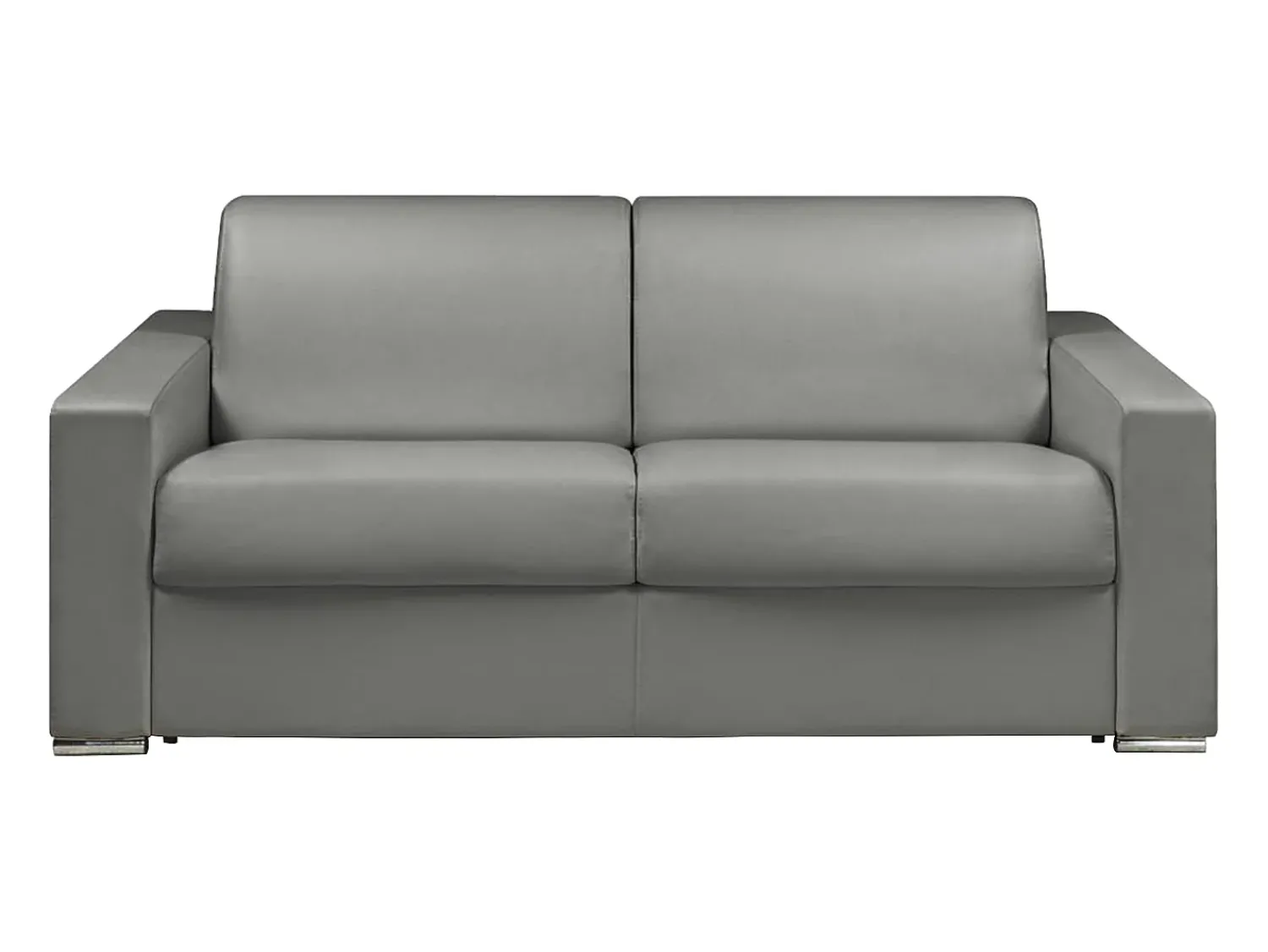 Best Vente-unique Sofá cama 3 lugares colchão de 18 cm pele sintética cinzenta CALITO Cinzento