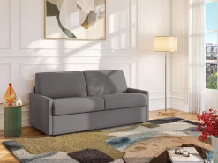 Sofá|Vente-unique Sofá cama 3 lugares colchão de 22 cm tecido cinzento CALIFE Cinzento claro