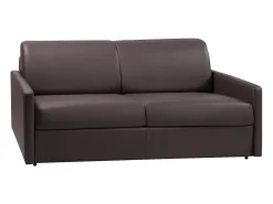 Vente-unique Sofá cama 4 lugares colchão de 22 cm pele sintética CALIFE Castanho