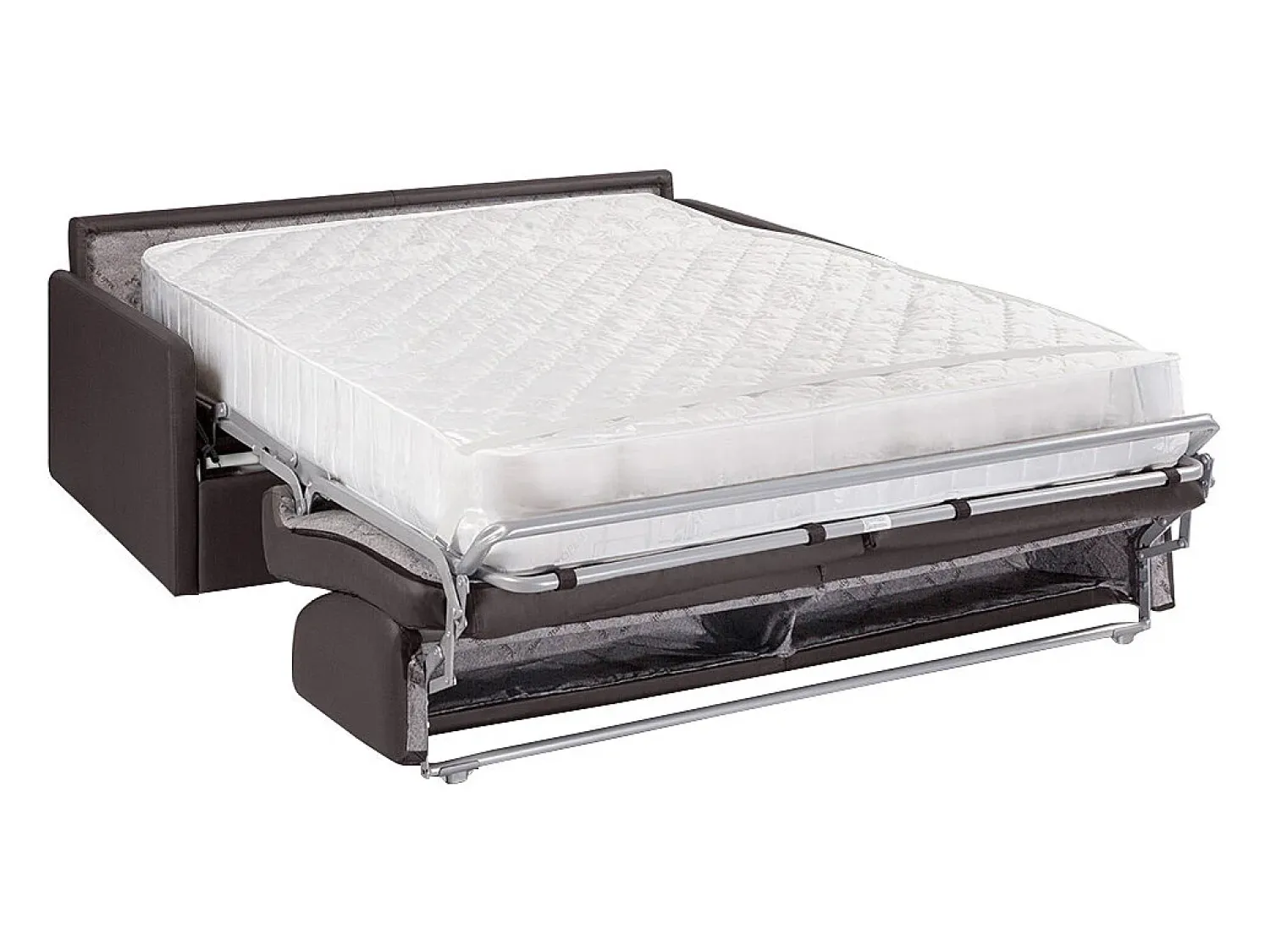 Vente-unique Sofá cama 4 lugares colchão de 22 cm pele sintética CALIFE Castanho