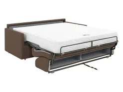 Vente-unique Sofá cama 4 lugares colchão de 22 cm tecido cinzento CALIFE^ Sofá