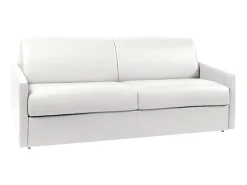 Sale Vente-unique Sofá cama 4 lugares colchão de 18 cm pele sintética branca CALIFE Branco
