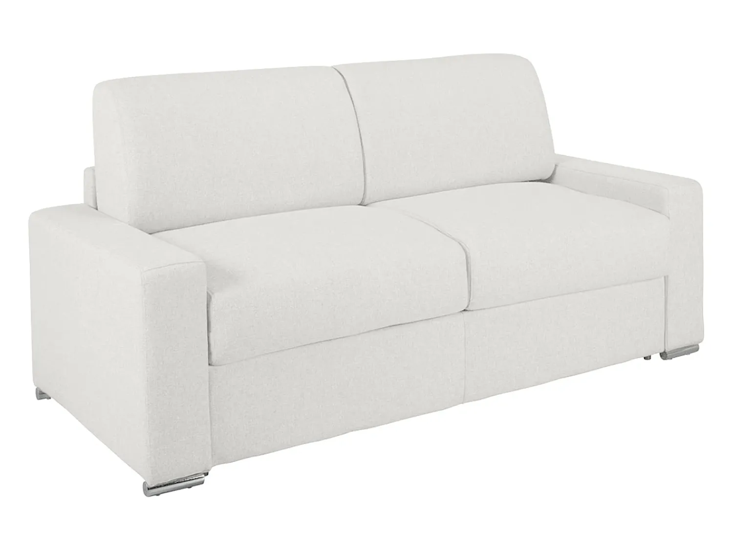 Vente-unique Sofá cama 2 lugares colchão de 14 cm pele sintética branca CALITO^ Sofá