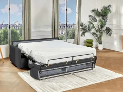 Sofá|Vente-unique Sofá cama 4 lugares colchão de 22 cm tecido CALIFE Cinzento
