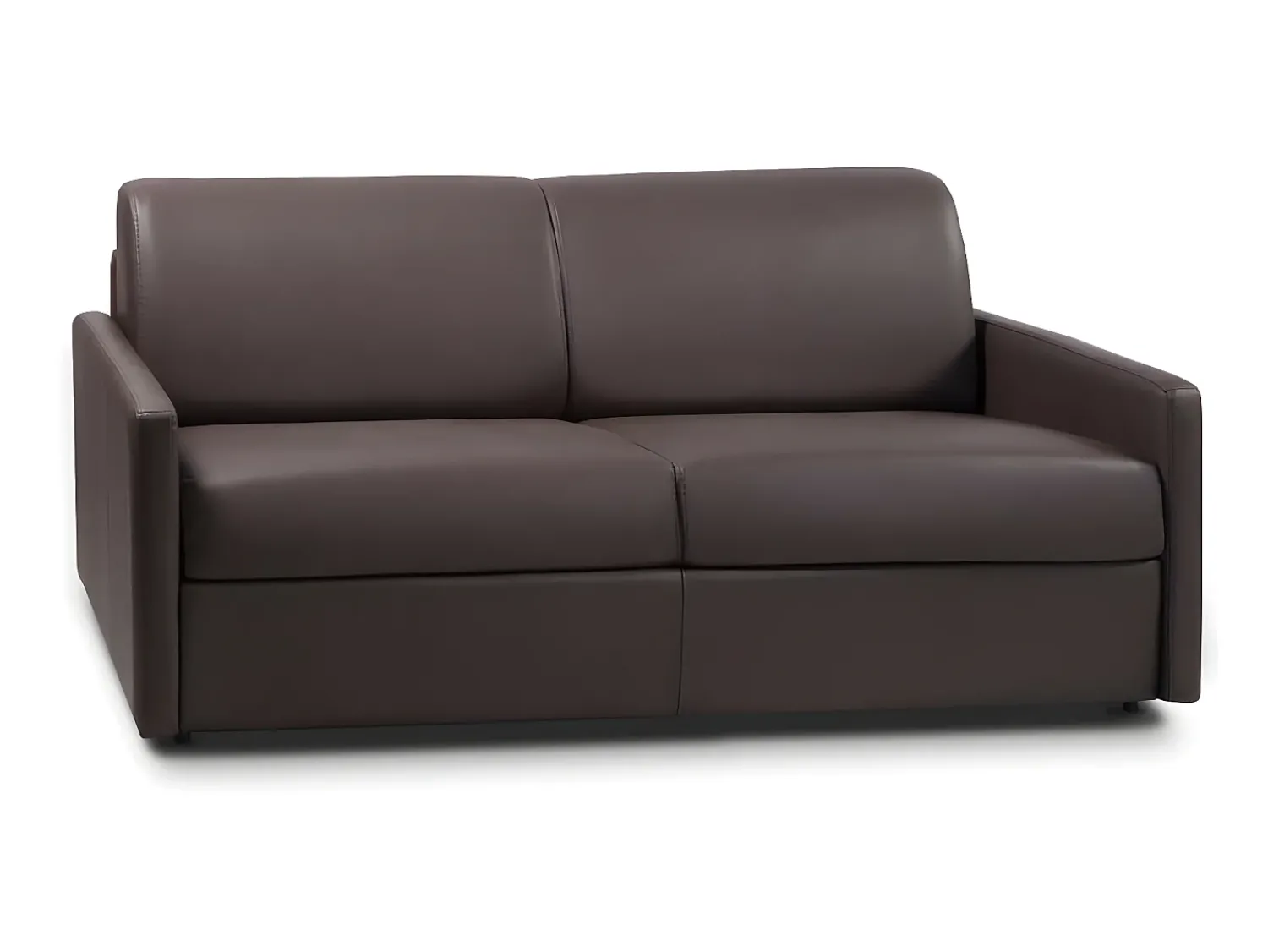 Vente-unique Sofá cama 3 lugares colchão de 22 cm pele sintética CALIFE Castanho