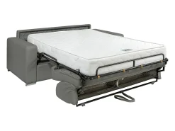 Sofá|Vente-unique Sofá cama 3 lugares colchão de 22 cm pele sintética cinzenta CALITO Cinzento