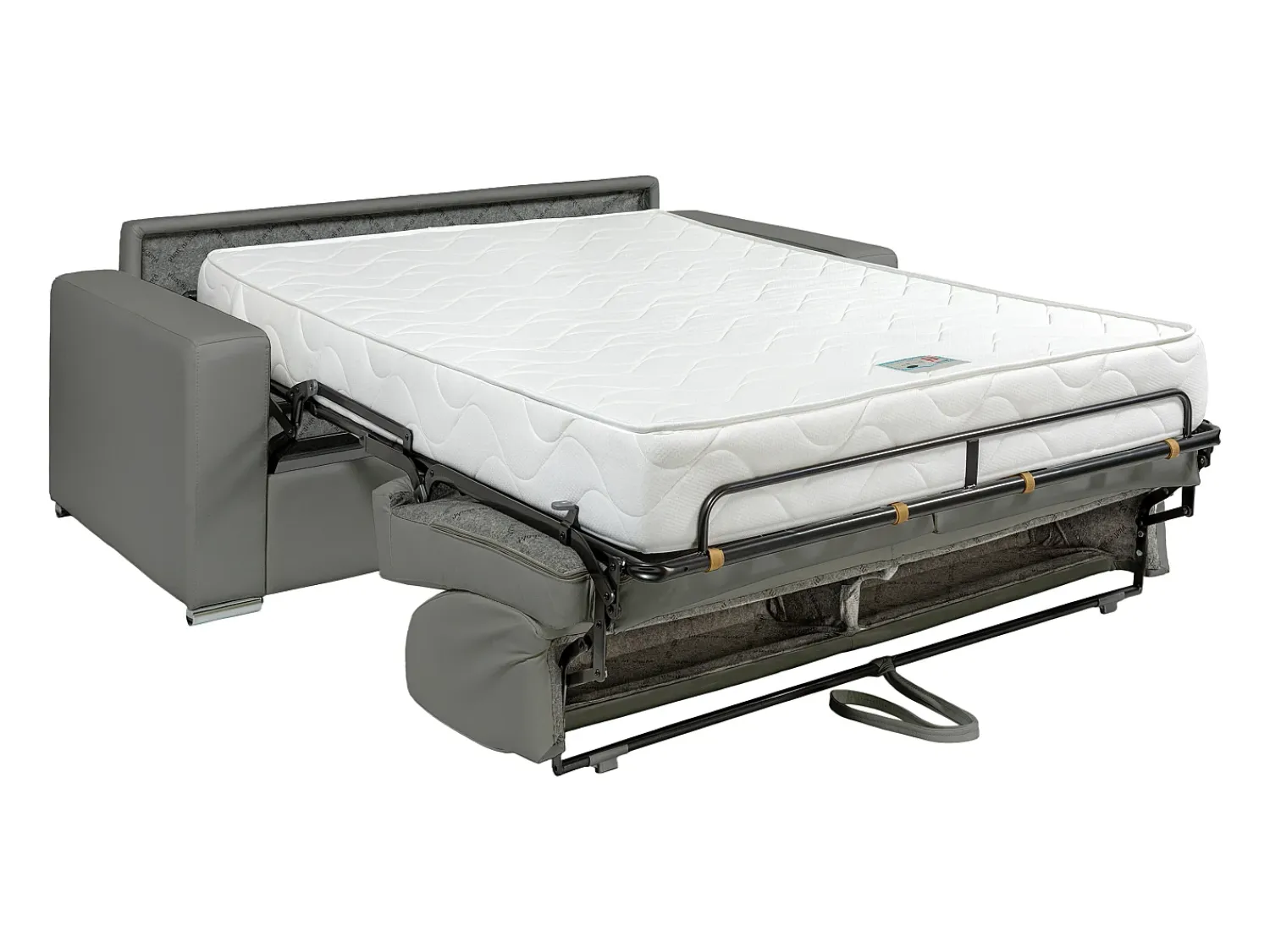 Sofá|Vente-unique Sofá cama 3 lugares colchão de 22 cm pele sintética cinzenta CALITO Cinzento