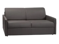 Discount Vente-unique Sofá cama 3 lugares colchão de 22 cm pele sintética cinzenta CALIFE Cinzento