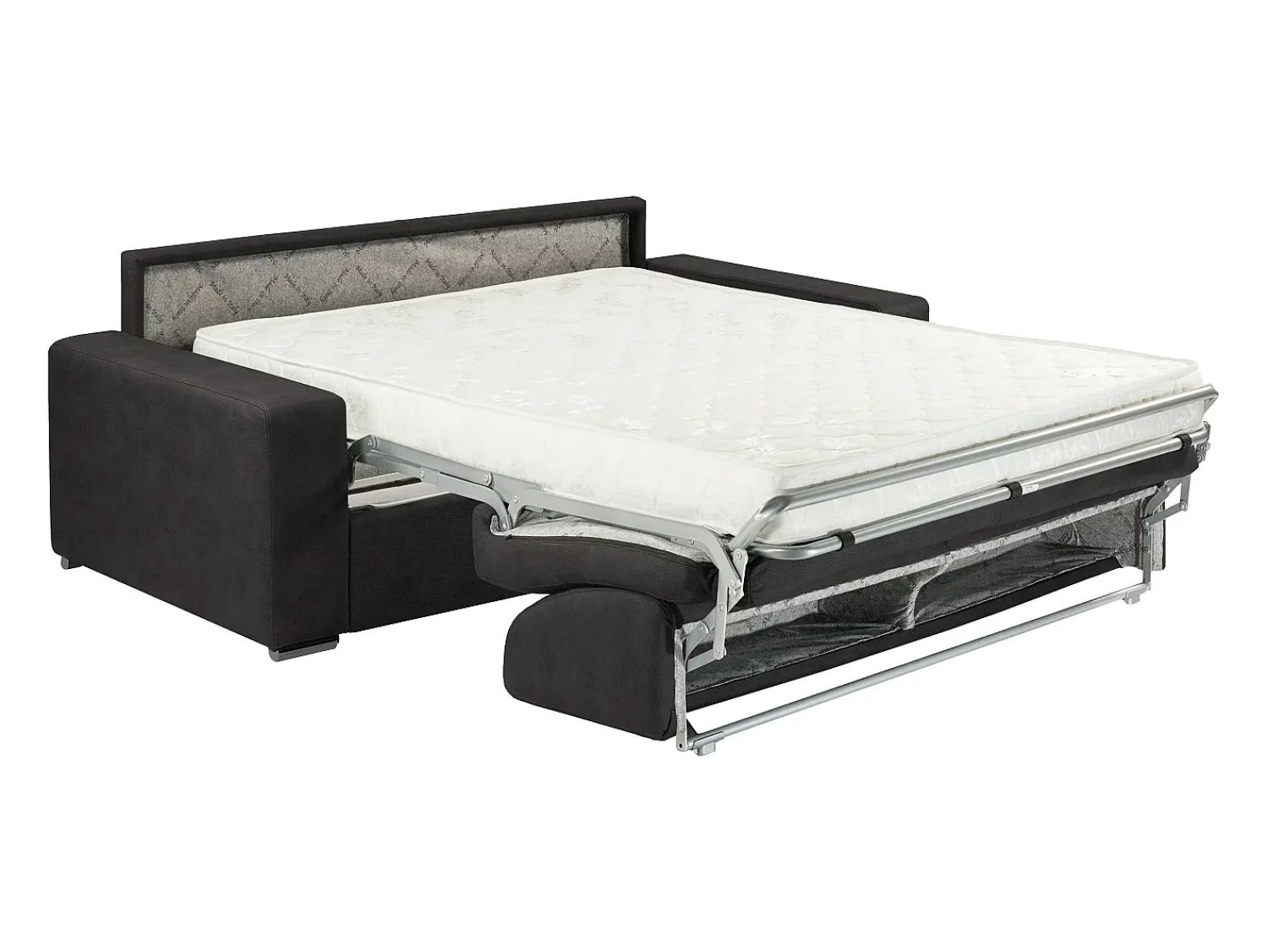 Vente-unique Sofá cama 2 lugares em tecido Cinzento escuro colchão de 14 cm EMIR Cinza antracite