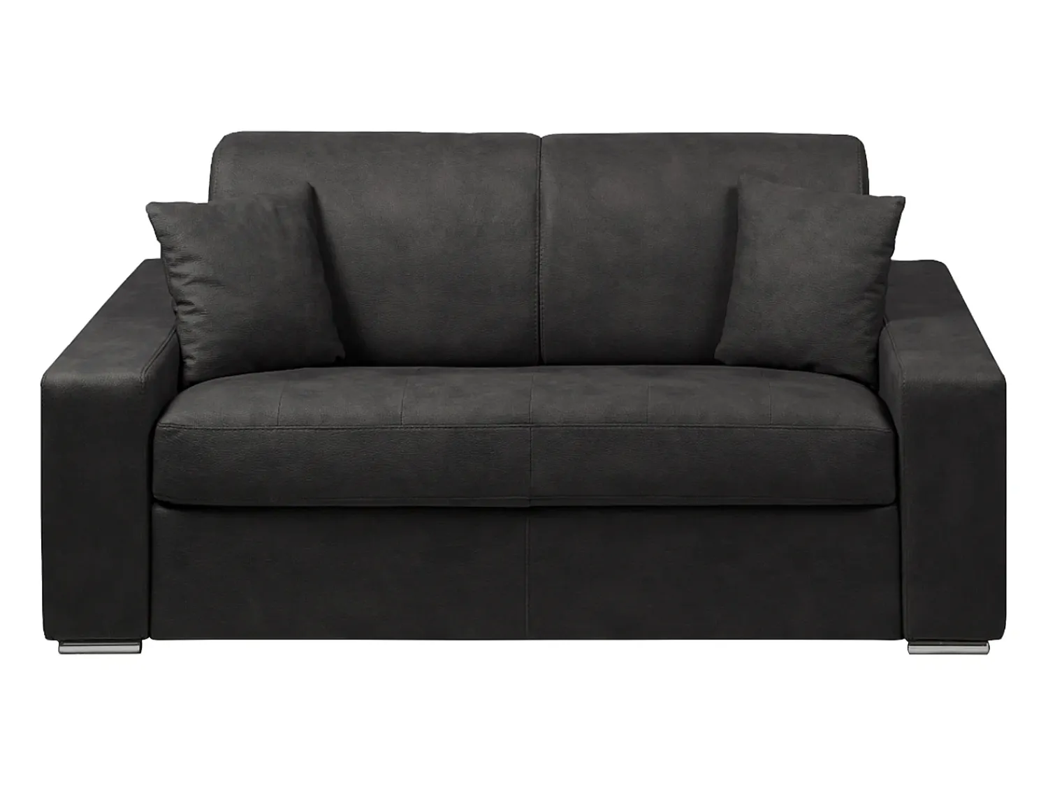 Vente-unique Sofá cama 2 lugares em tecido Cinzento escuro colchão de 14 cm EMIR Cinza antracite