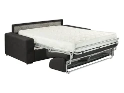 Sofá|Vente-unique Sofá cama 2 lugares em tecido Cinzento escuro colchão de 18 cm EMIR Cinza antracite