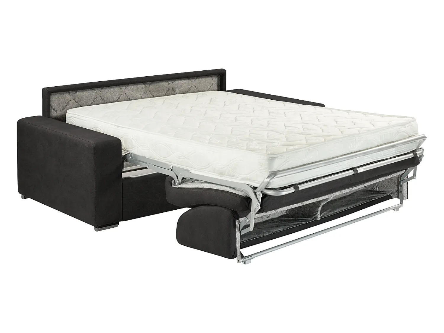 Sofá|Vente-unique Sofá cama 2 lugares em tecido Cinzento escuro colchão de 18 cm EMIR Cinza antracite