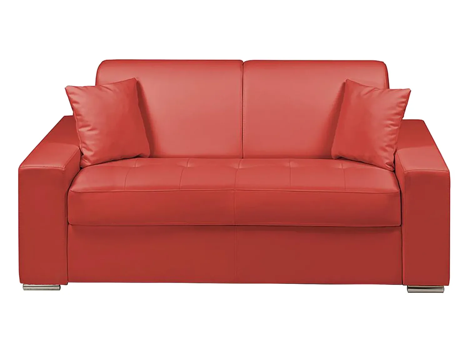 Sofá|Vente-unique Sofá cama 2 lugares pele sintética colchão de 18 cm EMIR Vermelho