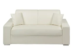 Sofá*Vente-unique Sofá cama 2 lugares pele sintética colchão de 14 cm EMIR Branco