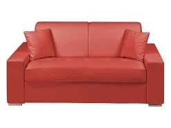 Vente-unique Sofá cama 2 lugares pele sintética colchão de 22 cm EMIR Vermelho
