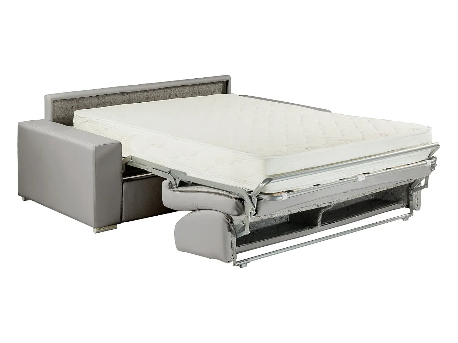 Vente-unique Sofá cama 2 lugares pele sintética colchão de 22 cm EMIR Vermelho