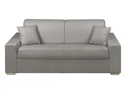 Outlet Vente-unique Sofá cama 3 lugares pele sintética colchão de 18 cm EMIR Cinzento