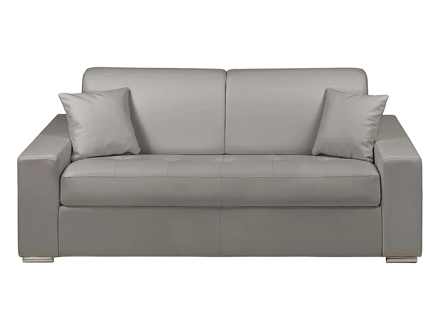 Outlet Vente-unique Sofá cama 3 lugares pele sintética colchão de 18 cm EMIR Cinzento