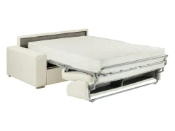 Online Vente-unique Sofá cama 4 lugares pele sintética colchão de 22 cm EMIR Branco