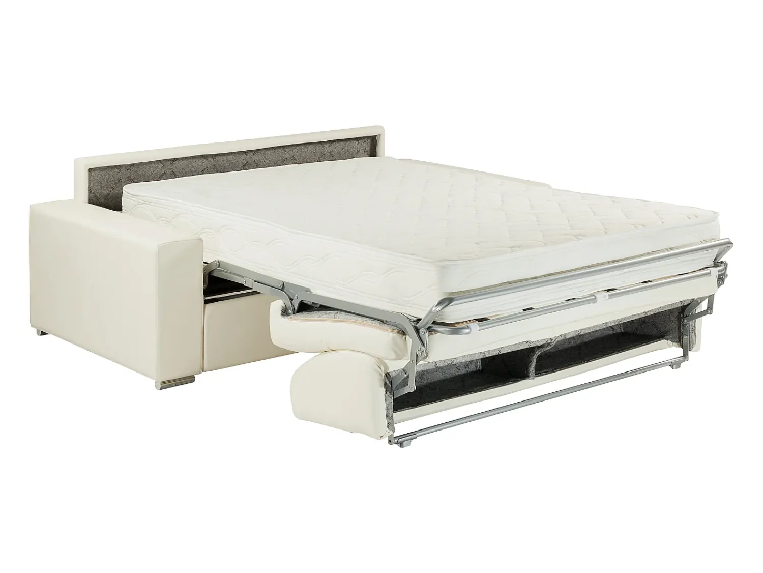 Online Vente-unique Sofá cama 4 lugares pele sintética colchão de 22 cm EMIR Branco